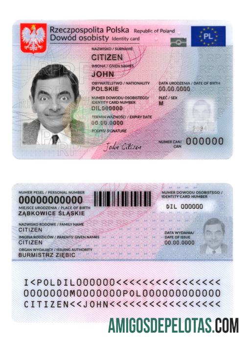 Cartão de identificação da Polônia 2023 modelo atual